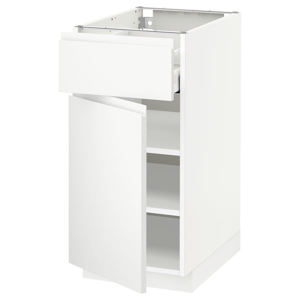 METOD / MAXIMERA Base cabinet with drawer/door, white/Voxtorp matt white, 40x60x80 cm