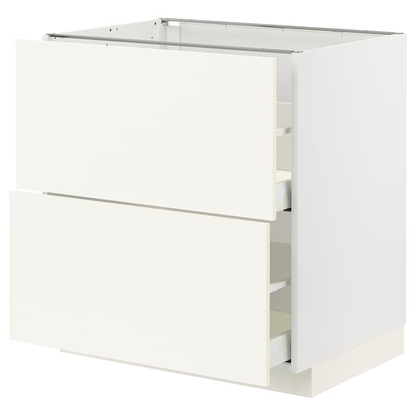 METOD / MAXIMERA Base cb 2 fronts/2 high drawers, white/Vallstena white, 80x60x80 cm