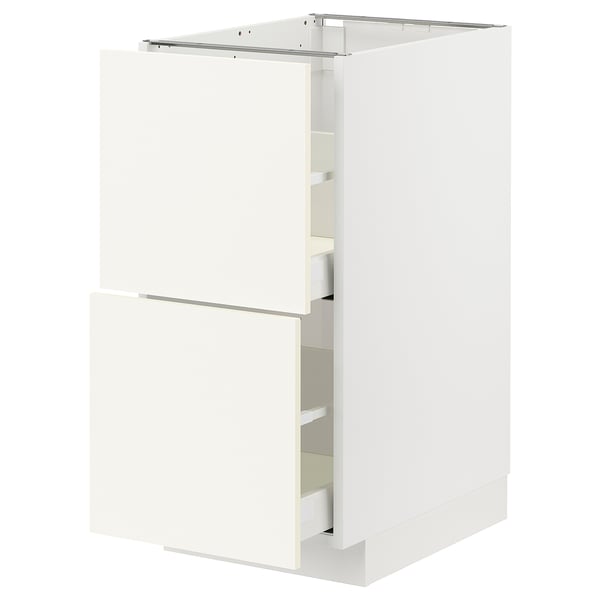 METOD / MAXIMERA Base cb 2 fronts/2 high drawers, white/Vallstena white, 40x60x80 cm