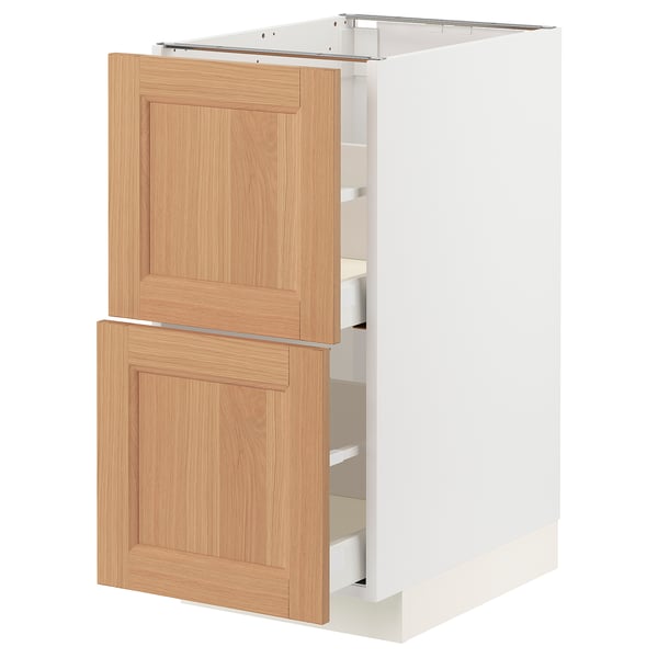 METOD / MAXIMERA Base cb 2 fronts/2 high drawers, white/Vedhamn oak, 40x60x80 cm