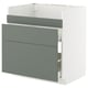 METOD / MAXIMERA Base cb f HAVSEN snk/3 frnts/2 drws, white/Nickebo matt grey-green, 80x60x80 cm