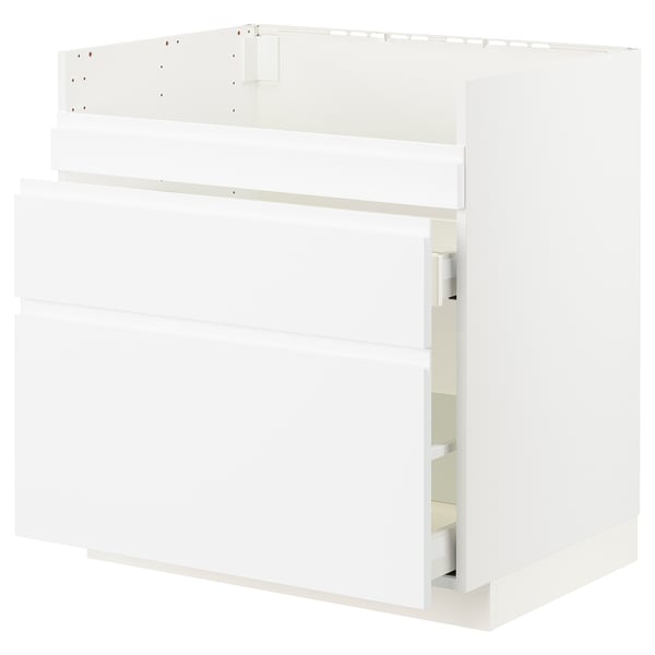 METOD / MAXIMERA Base cb f HAVSEN snk/3 frnts/2 drws, white/Voxtorp matt white, 80x60x80 cm