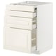 METOD / MAXIMERA Bc w pull-out work surface/3drw, white/Bodbyn off-white, 60x60x80 cm