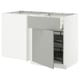 METOD / MAXIMERA Corner base cab w drawer and p-out, white/Havstorp light grey, 128x68x80 cm