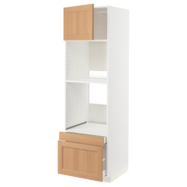 METOD / MAXIMERA Hi cab f ov/combi ov w dr/2 drwrs, white/Vedhamn oak, 60x60x200 cm