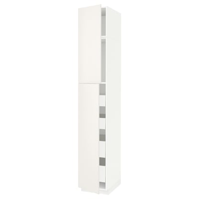 White METOD kitchen cabinet sleek veddinge design, modern look, with full-extension drawers and sturdy frame for durable storage.