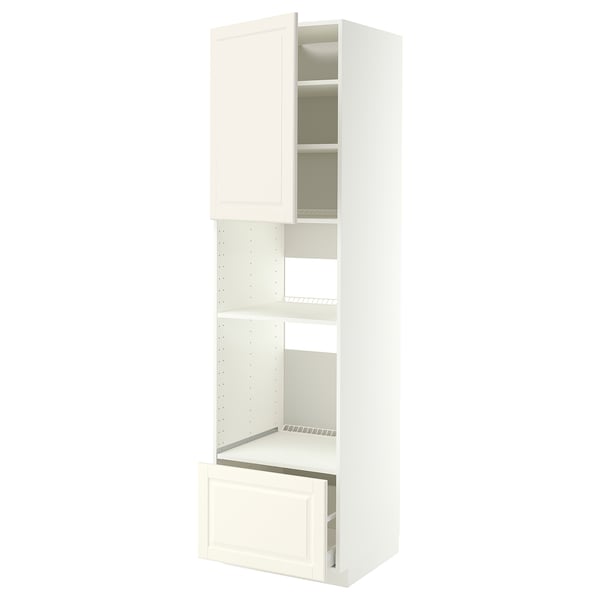 METOD / MAXIMERA High cabinet f built-in appliances, white/Bodbyn off-white, 60x60x220 cm