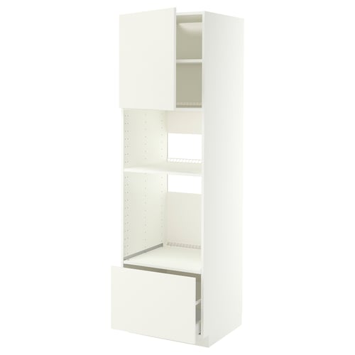 METOD / MAXIMERA High cabinet f built-in appliances, white/Vallstena white, 60x60x200 cm