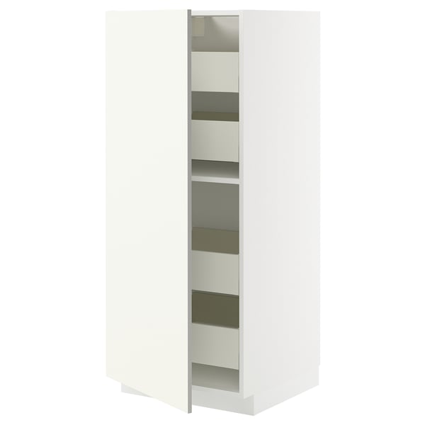 METOD / MAXIMERA High cabinet with drawers, white/Vallstena white, 60x60x140 cm