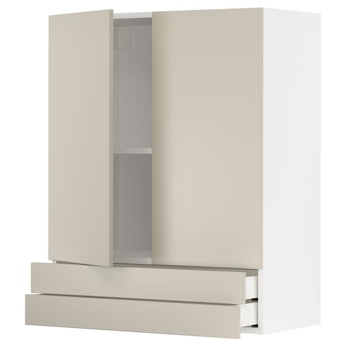 White METOD kitchen unit with beige drawers & doors. This shortened version retains the key details of the kitchen units appearance and design.