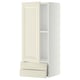 A white METOD kitchen cabinet with bevelled off-white drawer fronts, featuring an adjustable shelf and smooth-running drawers.
