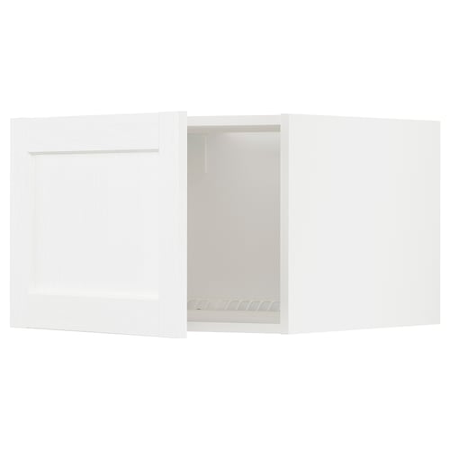 METOD white kitchen cabinet. Square, hollow; fiberboard & foil. One open door.
