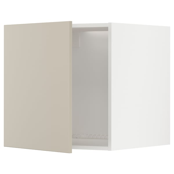 METOD Top cabinet for fridge/freezer, white/Havstorp beige, 60x60x60 cm