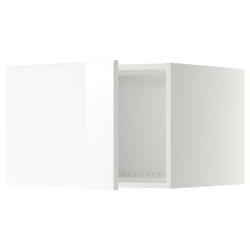 White high gloss kitchen cabinet, square shape, modern design.