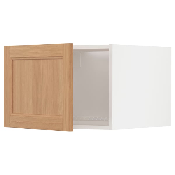 METOD Top cabinet for fridge/freezer, white/Vedhamn oak, 60x60x40 cm