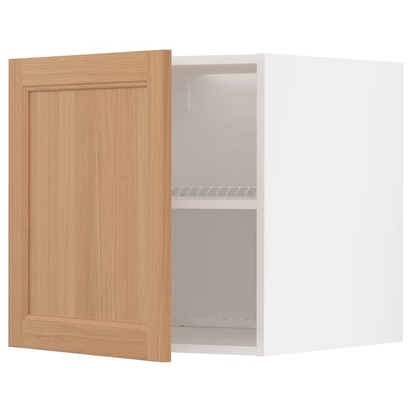 METOD Top cabinet for fridge/freezer, white/Vedhamn oak, 60x60x60 cm