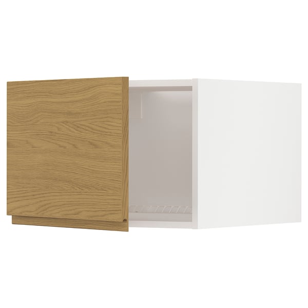 METOD Top cabinet for fridge/freezer, white/Voxtorp oak effect, 60x60x40 cm