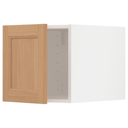 Ikea METOD oak kitchen cabinet with vedhamn door, natural wood finish, rectangular, sturdy frame.