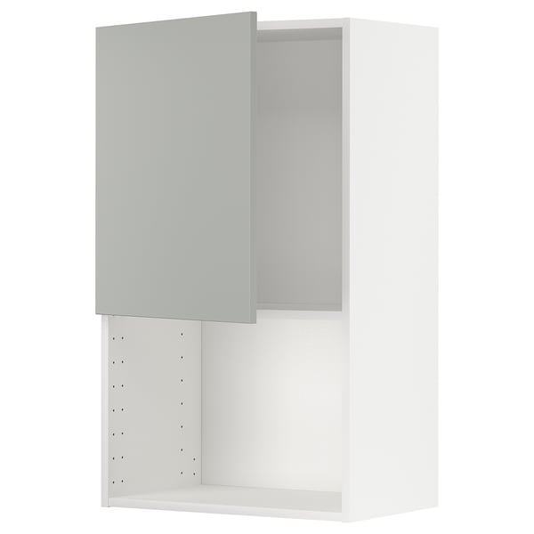 METOD Wall cabinet for microwave oven, white/Havstorp light grey, 60x37x100 cm