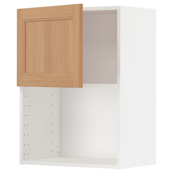 METOD Wall cabinet for microwave oven, white/Vedhamn oak, 60x37x80 cm