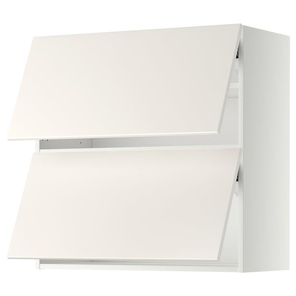 METOD Wall cabinet horizontal w 2 doors, white/Veddinge white, 80x37x80 cm