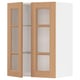 METOD Wall cabinet w shelves/2 glass drs, white/Vedhamn oak, 60x37x80 cm