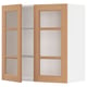 METOD Wall cabinet w shelves/2 glass drs, white/Vedhamn oak, 80x37x80 cm