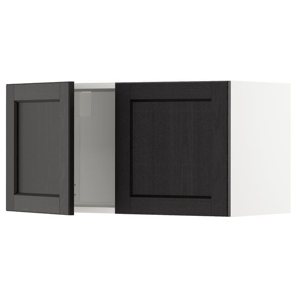 METOD Wall cabinet with 2 doors, white/Lerhyttan black stained, 80x37x40 cm