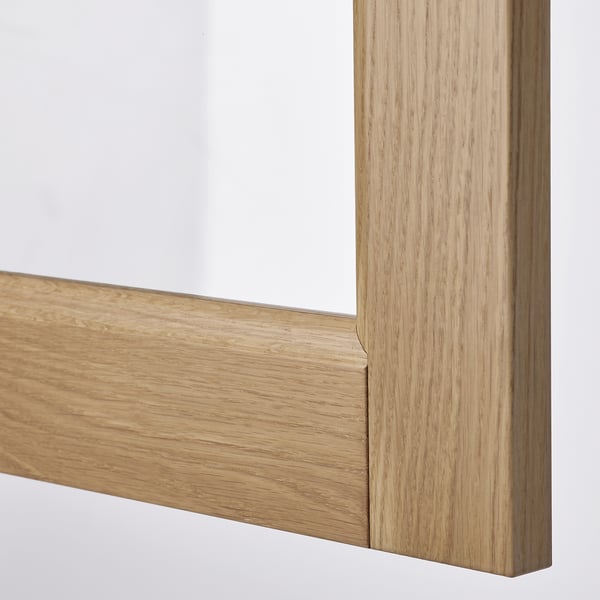 METOD Wall cabinet with 2 glass doors, white/Vedhamn oak, 80x37x40 cm
