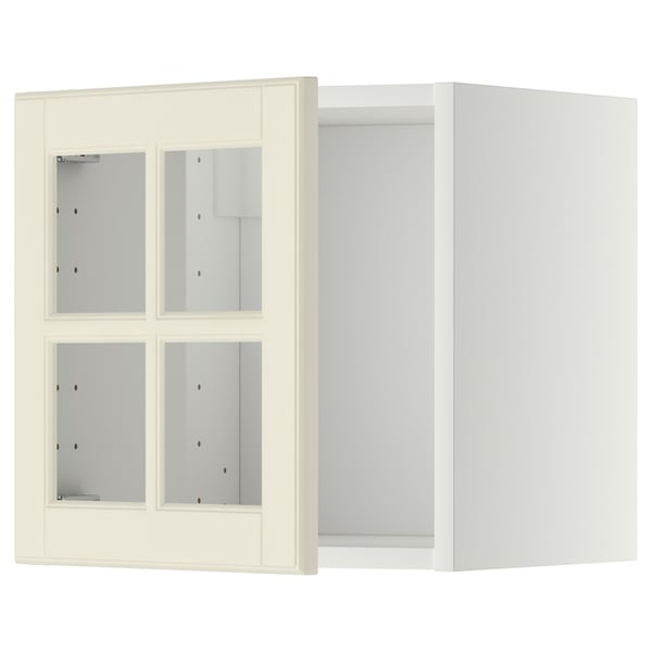 METOD Wall cabinet with glass door, white/Bodbyn off-white, 40x37x40 cm