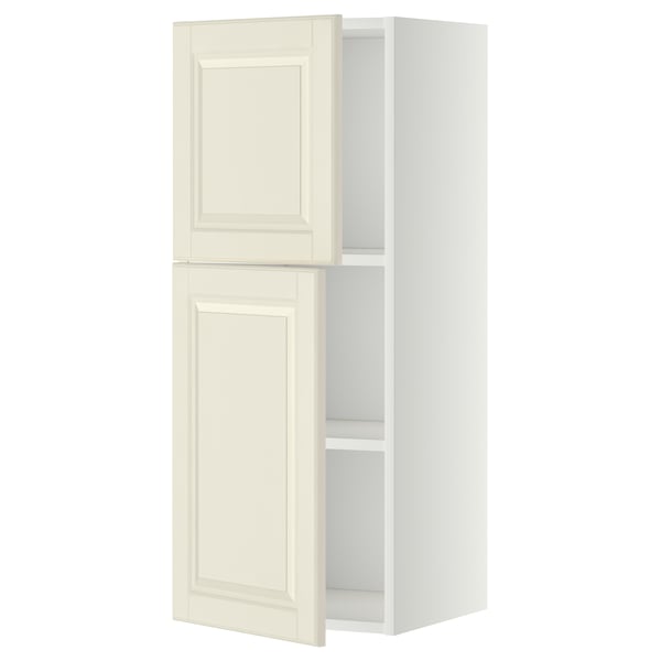 METOD Wall cabinet with shelves/2 doors, white/Bodbyn off-white, 40x37x100 cm