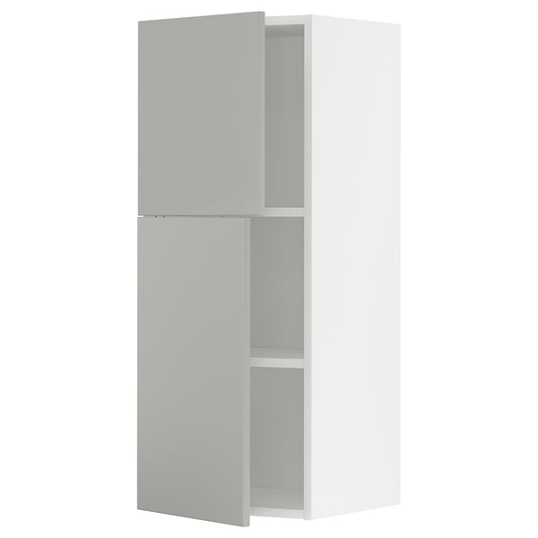 METOD Wall cabinet with shelves/2 doors, white/Havstorp light grey, 40x37x100 cm
