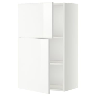 METOD Wall cabinet with shelves/2 doors, white/Ringhult white, 60x37x100 cm