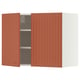METOD Wall cabinet with shelves/2 doors, white/Terrsjö red-brown wave pattern, 80x37x60 cm