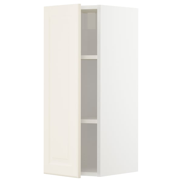 METOD Wall cabinet with shelves, white/Bodbyn off-white, 30x37x80 cm