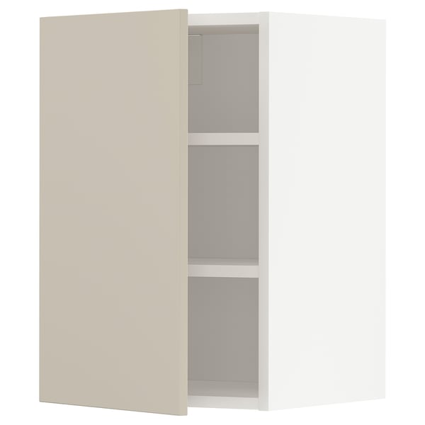 METOD Wall cabinet with shelves, white/Havstorp beige, 40x37x60 cm
