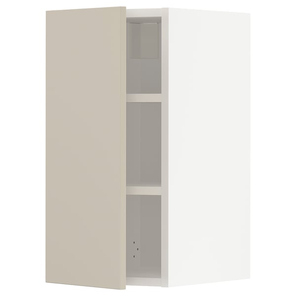 METOD Wall cabinet with shelves, white/Havstorp beige, 30x37x60 cm