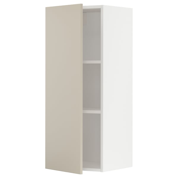 METOD Wall cabinet with shelves, white/Havstorp beige, 40x37x100 cm