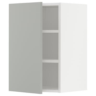 METOD light grey kitchen cabinet, sleek modern design, flat rectangular shape, with two interior shelves.