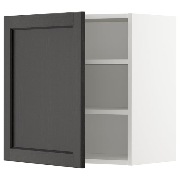 METOD Wall cabinet with shelves, white/Lerhyttan black stained, 60x37x60 cm