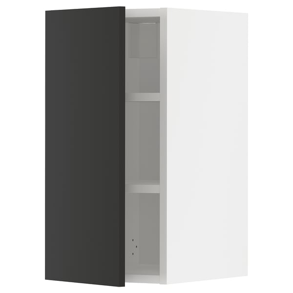 METOD Wall cabinet with shelves, white/Nickebo matt anthracite, 30x37x60 cm