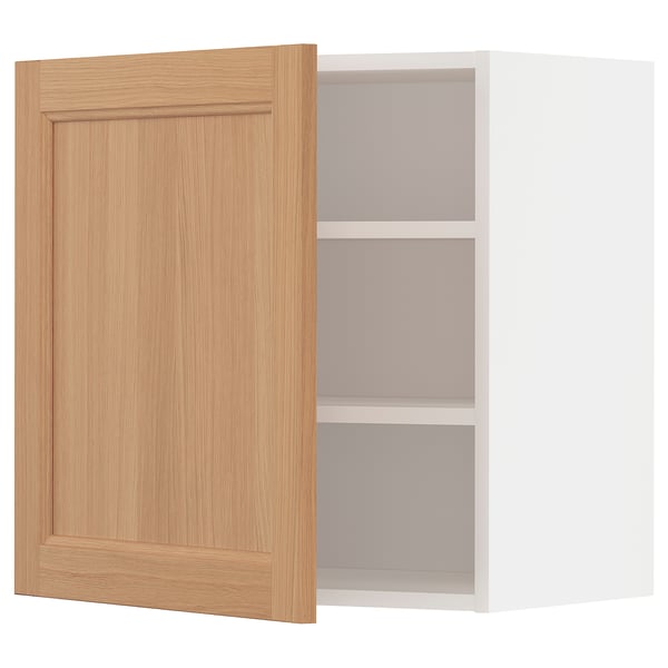 METOD Wall cabinet with shelves, white/Vedhamn oak, 60x37x60 cm