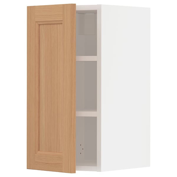 METOD Wall cabinet with shelves, white/Vedhamn oak, 30x37x60 cm
