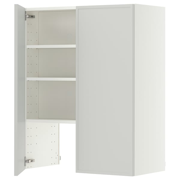 METOD Wall cb f extr hood w shlf/door, white/Aspudden light grey, 80x100 cm