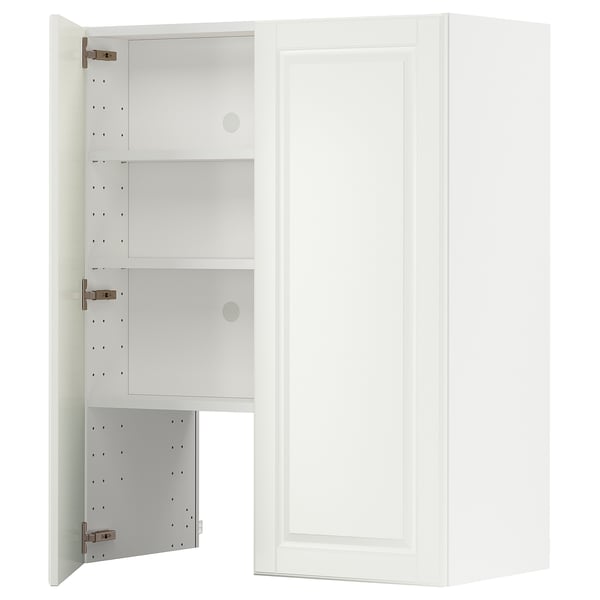 Wall-mounted kitchen cabinet, adjustable shelves, modern off-white design, particleboard & acrylic paint.