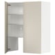 Beige METOD kitchen cabinet from ikea with three open shelves.