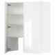 Modern white high-gloss cabinet with three adjustable shelves, metallic hinges, sleek design.