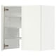 This image displays a white METOD kitchen cabinet with an open door showing adjustable shelves inside.