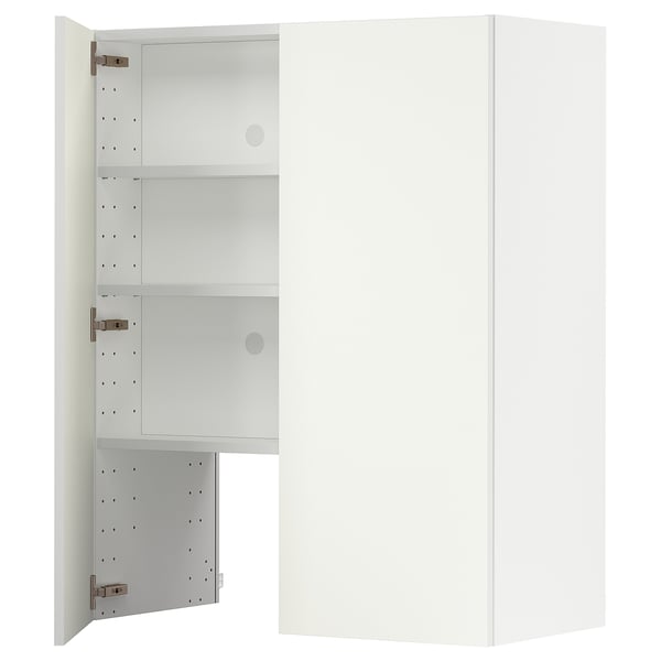 White ikea METOD kitchen cabinet with adjustable shelves.