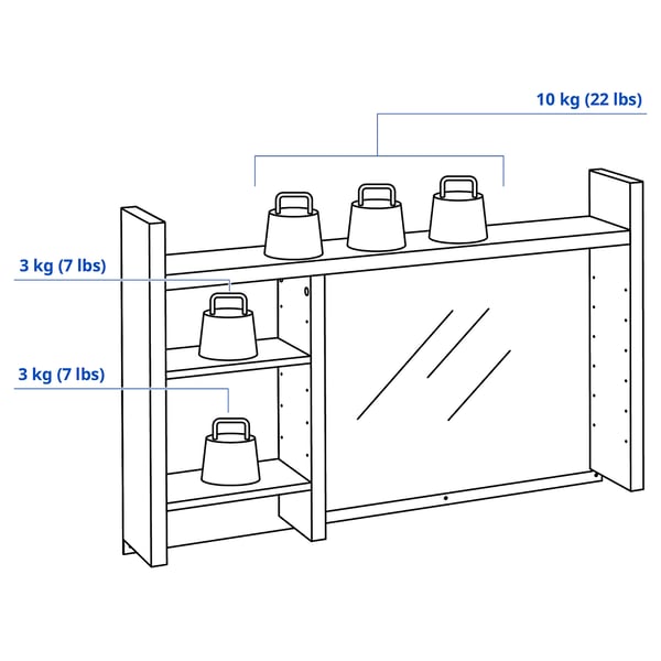 MICKE Add-on unit high, white, 105x65 cm